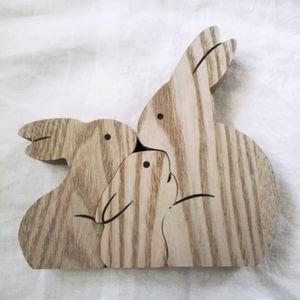 Bunny Family Wood Figures